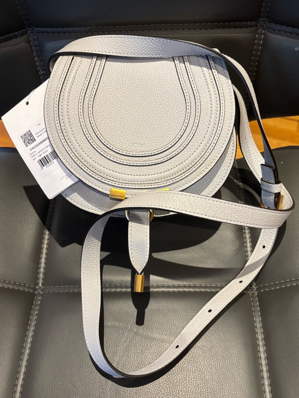 CHLOE MARCIE SMALL SADLE CROSSBODY BAG IN LIGHT CLOUD LEATHER NWT MADE IN ITALY